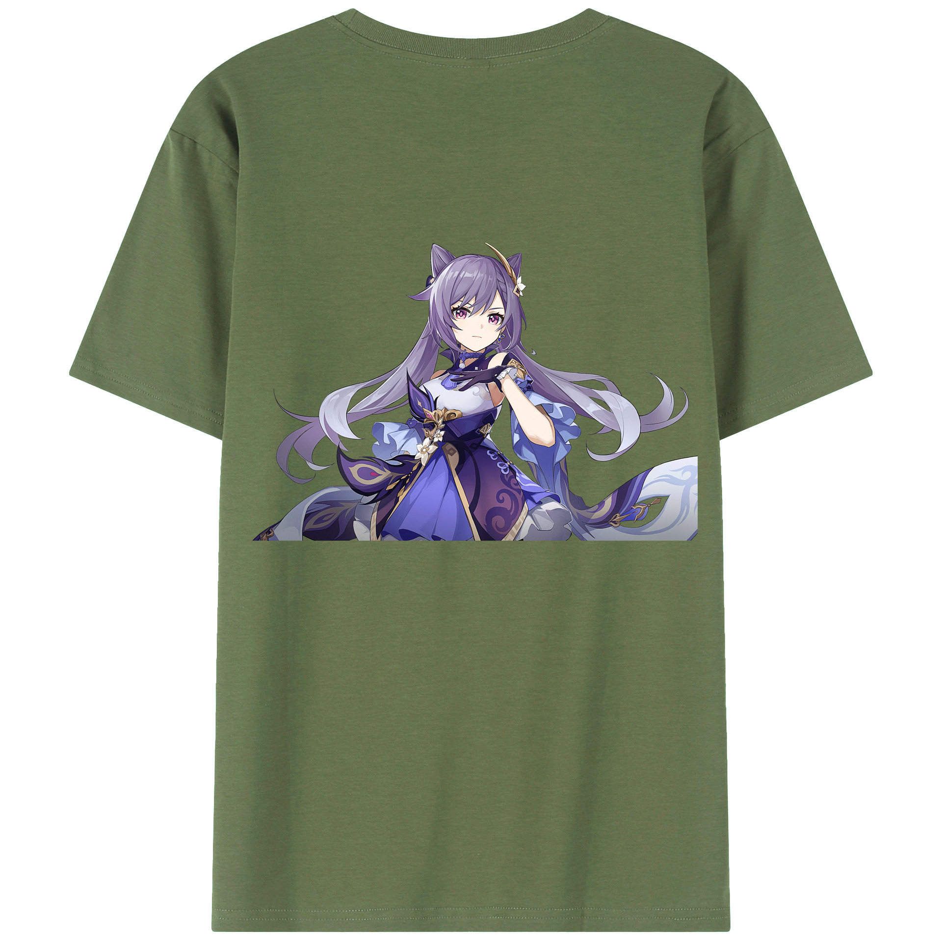 げんし神 刻晴 こくせい genshin Kokusei 綿100％ メンズ半袖Tシャツ（バックプリント） 通気性